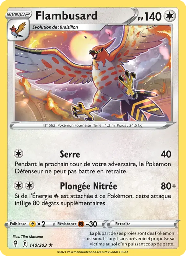 Carte Pokémon Flambusard #140 — Évolution Céleste
