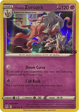 Carte Pokémon Hisuian Zoroark #LOR 076 — Origine Perdue