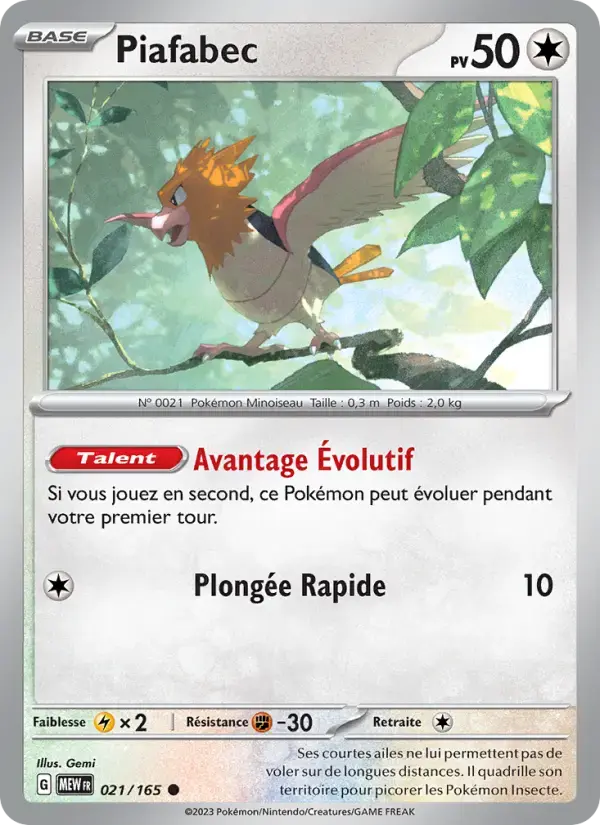 Carte Pokémon Piafabec #021 — Pokémon 151