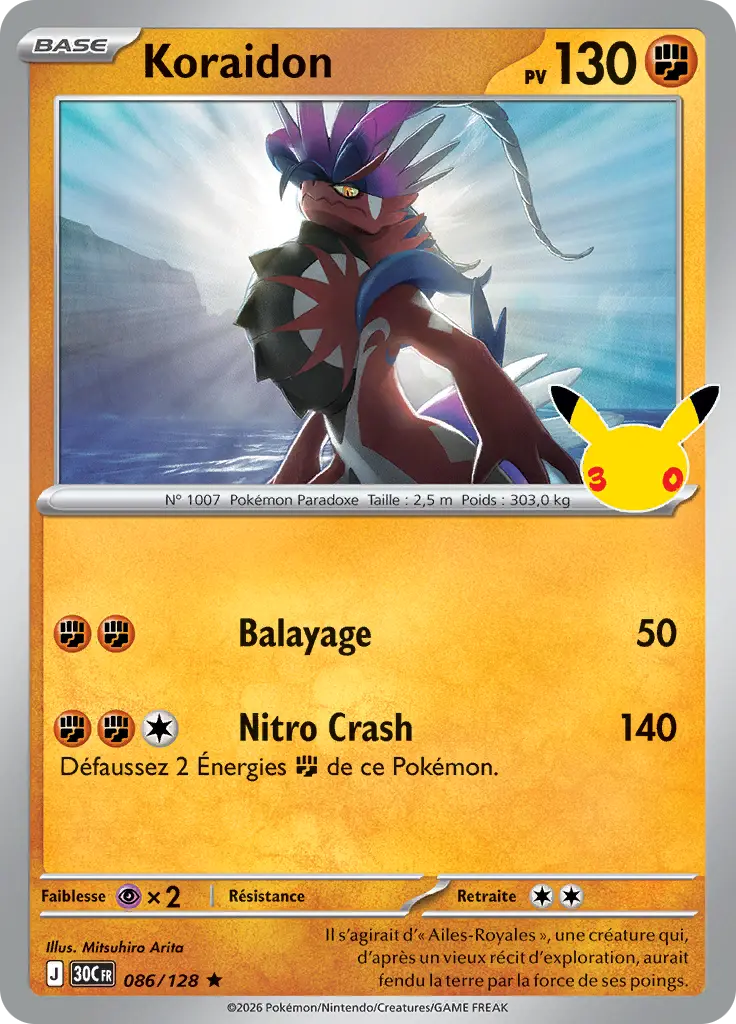 Carte Pokémon Koraidon #086 — 30ᵉ Anniversaire
