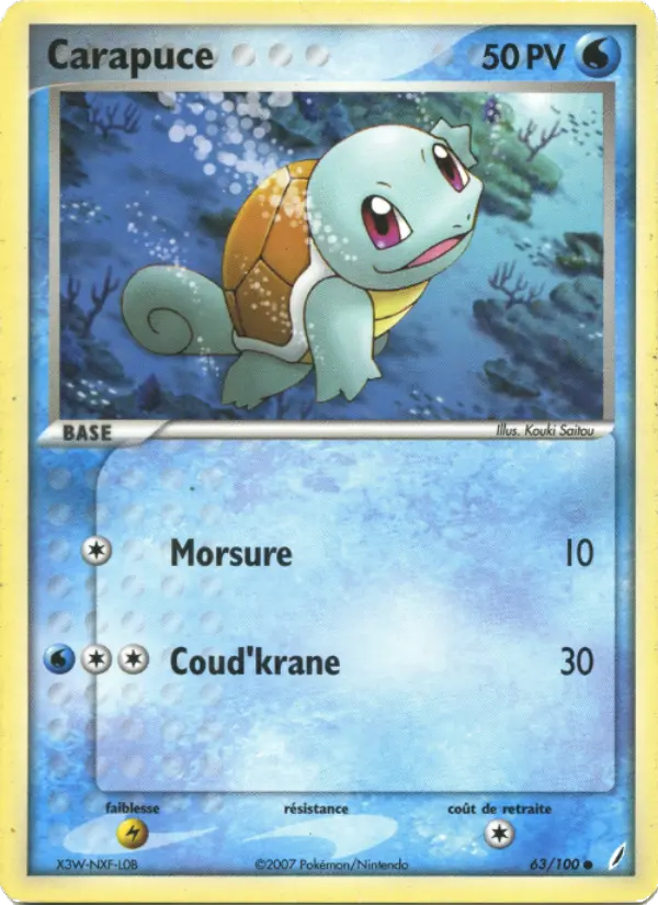 Carte Pokémon Carapuce #63 — Gardiens de Cristal