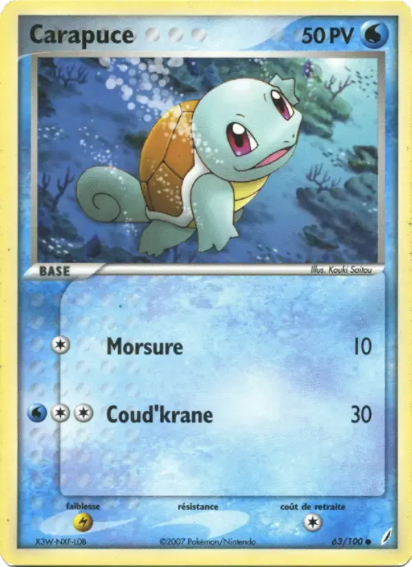 Carte Pokémon Carapuce #63 — Gardiens de Cristal