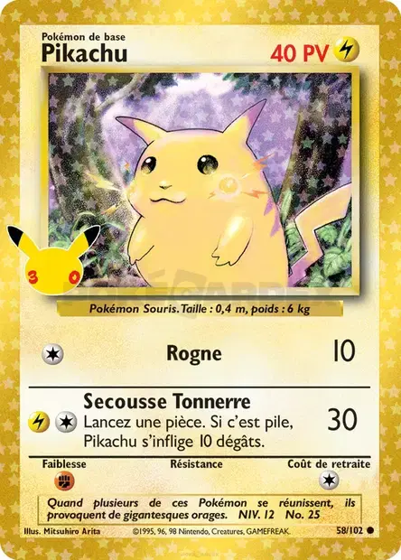 Carte Pokémon Pikachu #58/102 — 30ᵉ Anniversaire