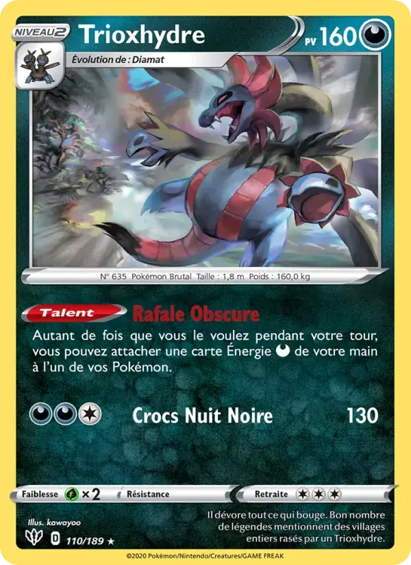 Carte Pokémon Trioxhydre #110 — Ténèbres Embrasées