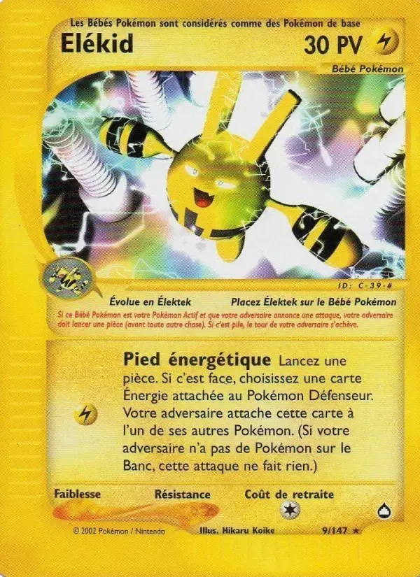 Carte Pokémon Elékid #9 — Aquapolis