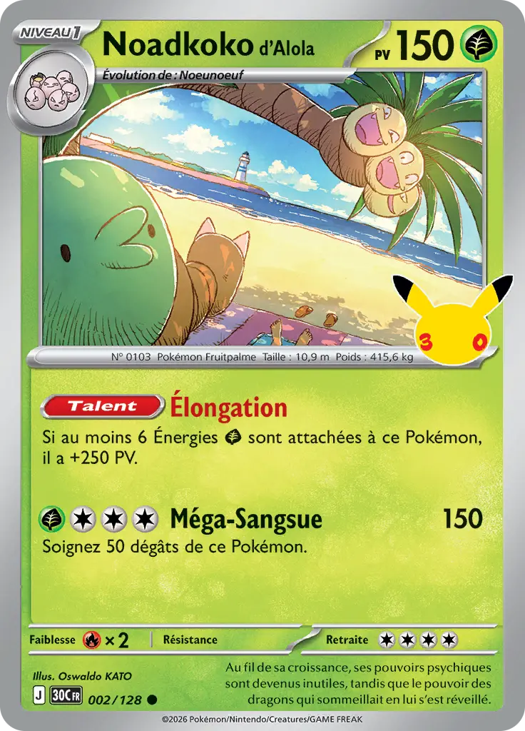 Carte Pokémon Noadkoko d'Alola #002 — 30ᵉ Anniversaire