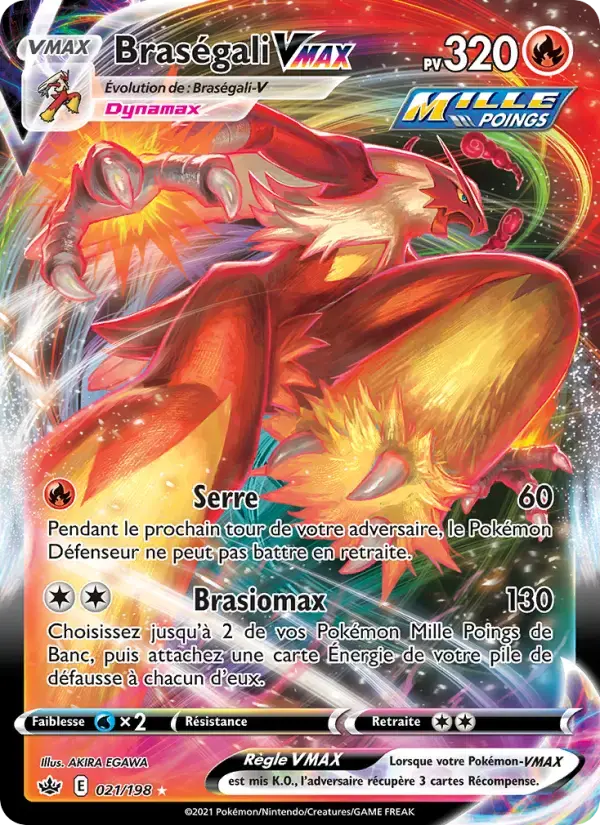 Carte Pokémon Braségali VMAX #21 — Règne de Glace