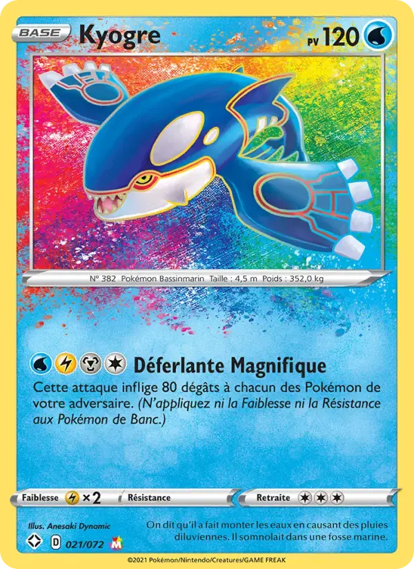 Carte Pokémon Kyogre #21 — Destinées Radieuses