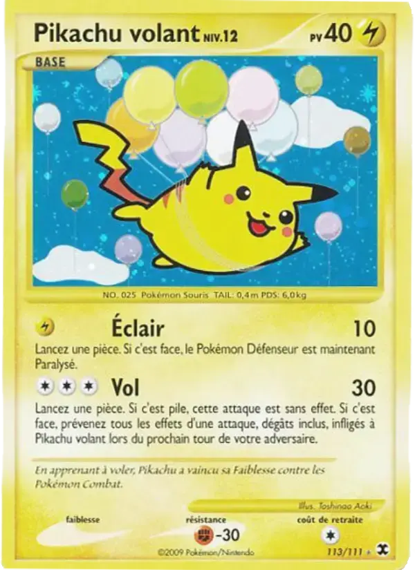 Carte Pokémon Pikachu volant Niv. 12 #113 — Rivaux Émergeants