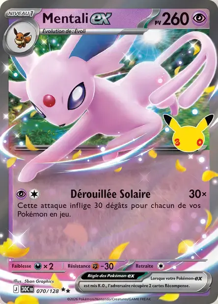 Carte Pokémon Mentali-ex #070 — 30ᵉ Anniversaire