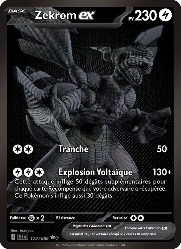 Carte Pokémon Zekrom-ex #172 — Foudre Noire