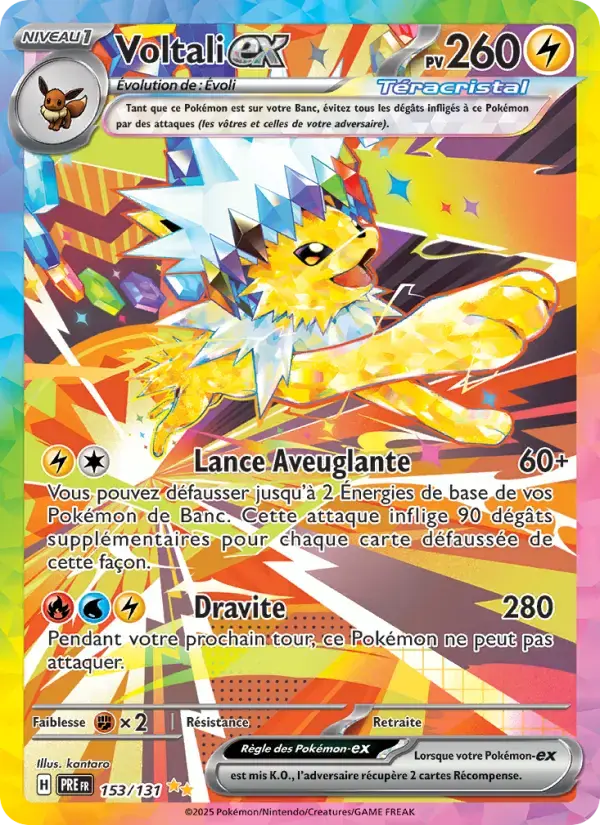 Carte Pokémon Voltali-ex #153 — Évolutions Prismatiques