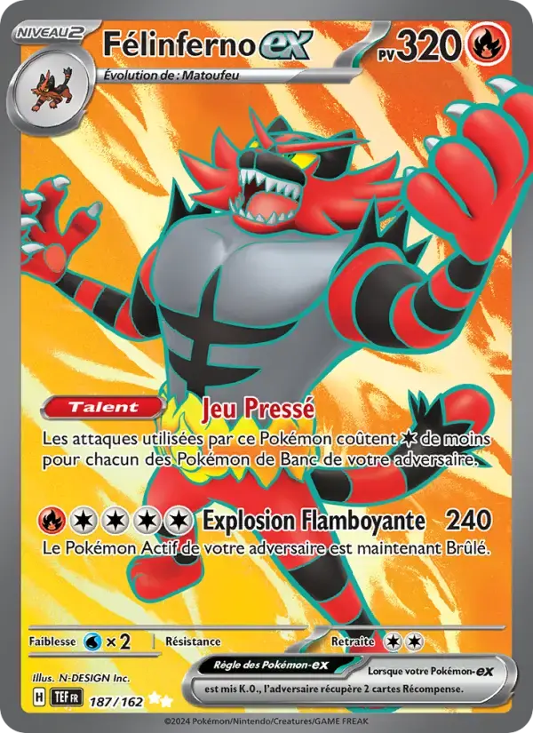 Carte Pokémon Félinferno-ex #187 — Forces Temporelles