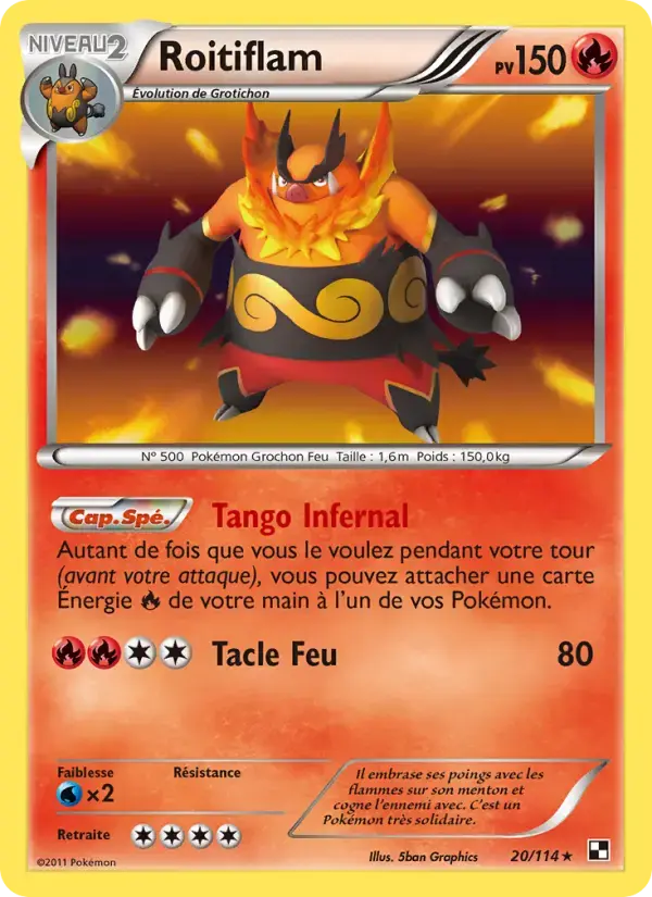 Carte Pokémon Roitiflam #20 — Noir et Blanc
