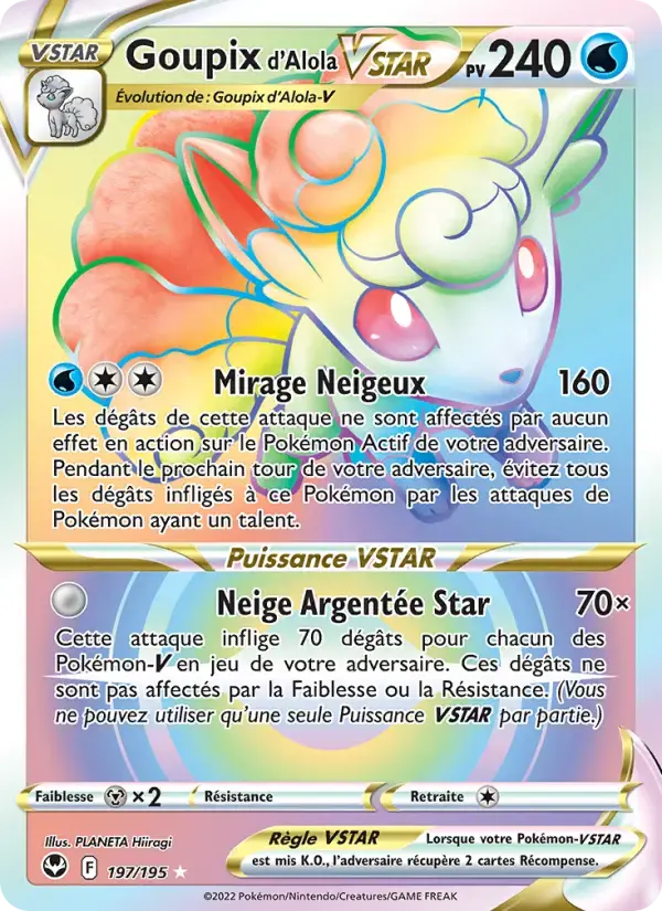 Carte Pokémon Goupix d'Alola VSTAR #197 — Tempête Argentée