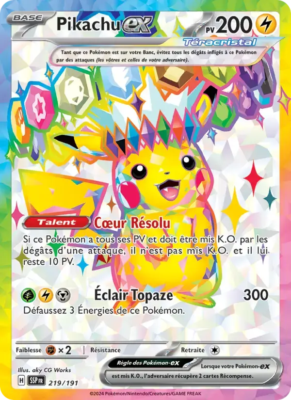 Carte Pokémon Pikachu-ex #219 — Étincelles Déferlantes