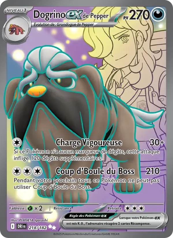 Carte Pokémon Dogrino-ex de Pepper #218 — Rivalités Destinées