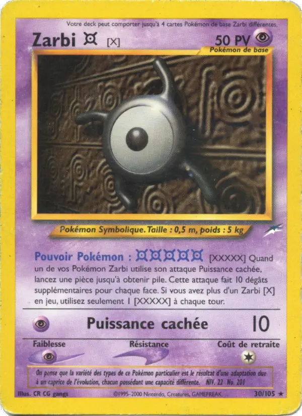 Carte Pokémon Zarbi X #30 — Neo Destiny