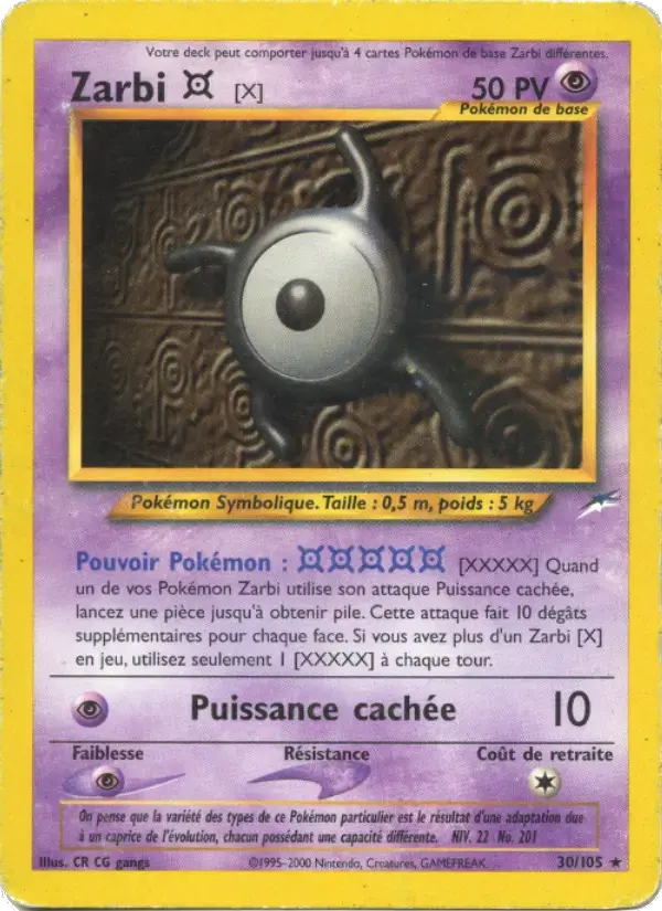 Carte Pokémon Zarbi X #30 — Neo Destiny