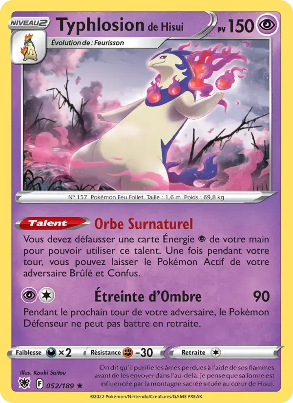 Carte Pokémon Typhlosion de Hisui #052 — Astres Radieux