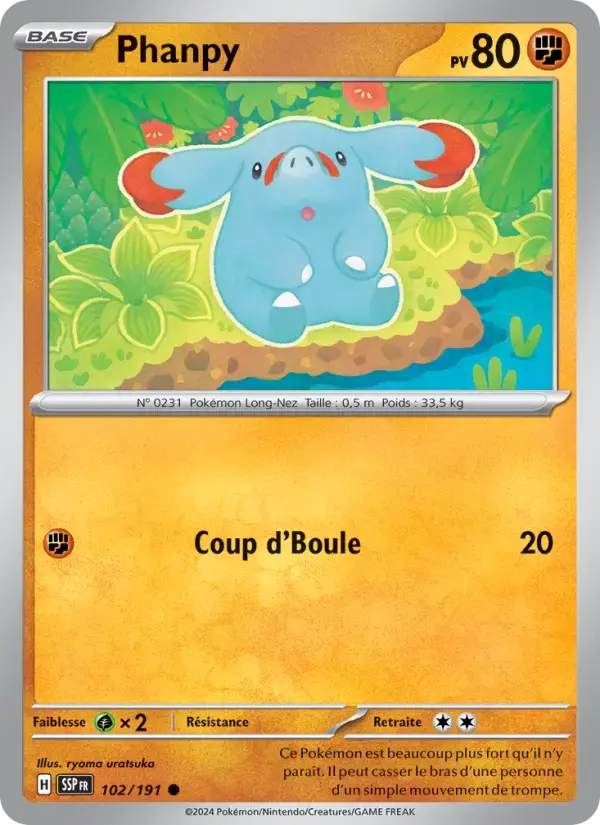 Carte Pokémon Phanpy #102 — Étincelles Déferlantes
