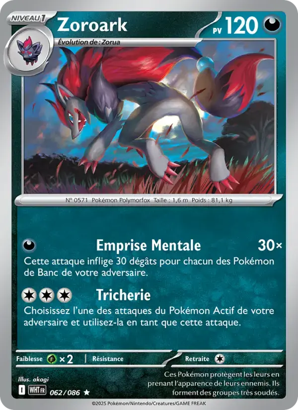 Carte Pokémon Zoroark #062 — Flamme Blanche