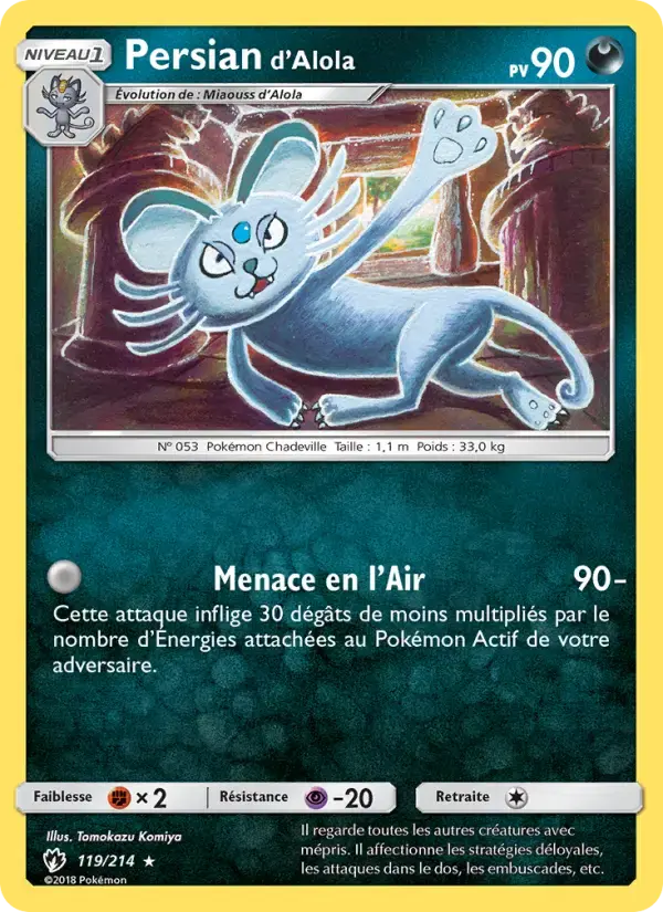 Carte Pokémon Persian d’Alola #119 — Tonnerre Perdu