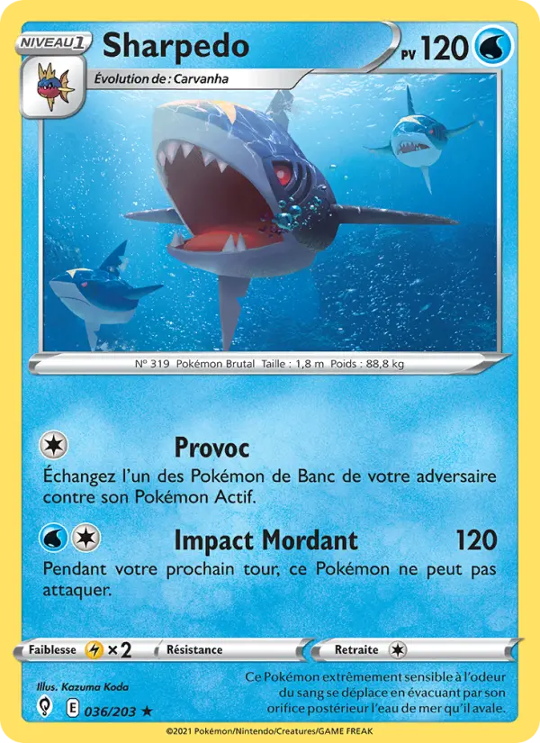 Carte Pokémon Sharpedo #36 — Évolution Céleste