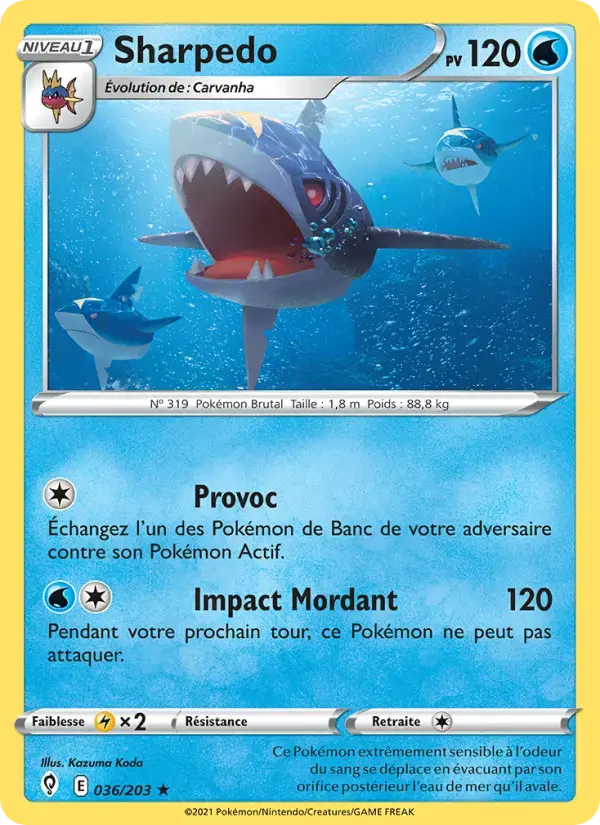 Carte Pokémon Sharpedo #36 — Évolution Céleste