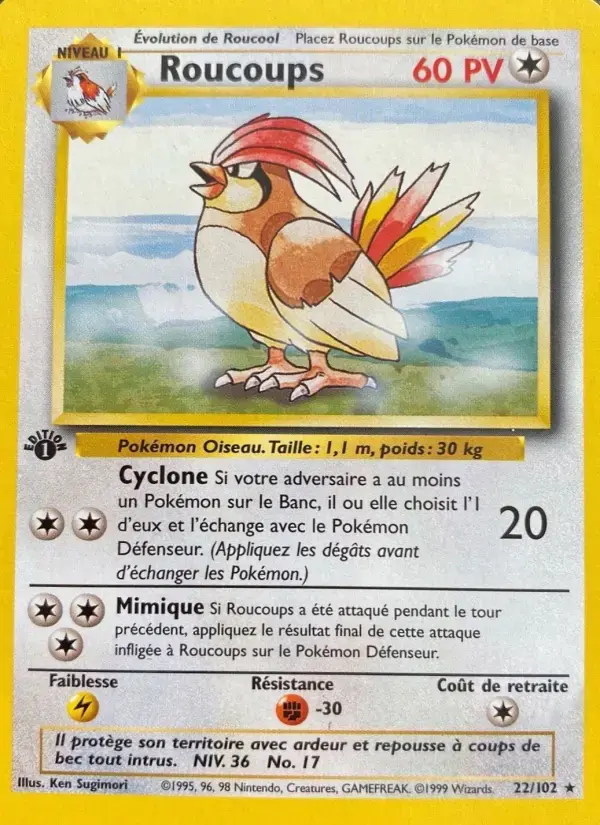 Carte Pokémon Roucoups #22 — Set de Base
