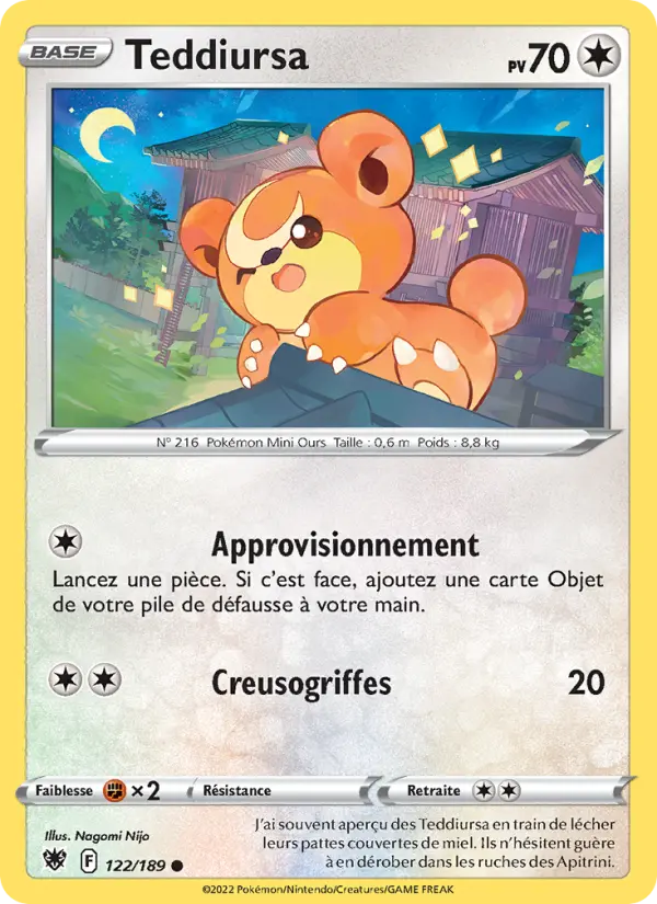 Carte Pokémon Teddiursa #122 — Astres Radieux
