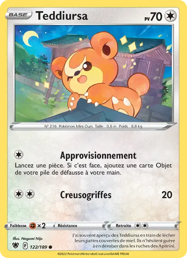 Carte Pokémon Teddiursa #122 — Astres Radieux