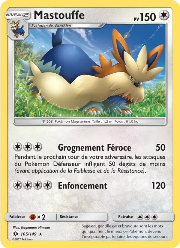 Carte Pokémon Mastouffe #105 — Soleil et Lune