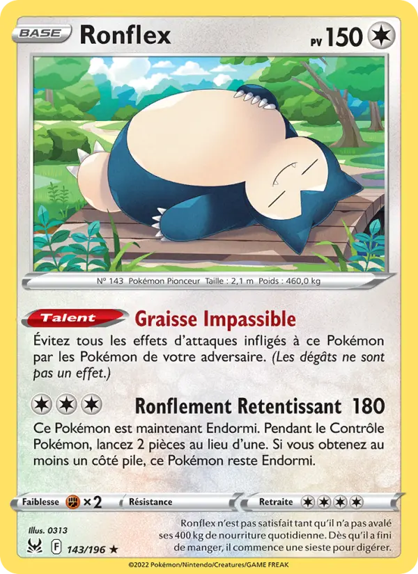 Carte Pokémon Ronflex #143 — Origine Perdue