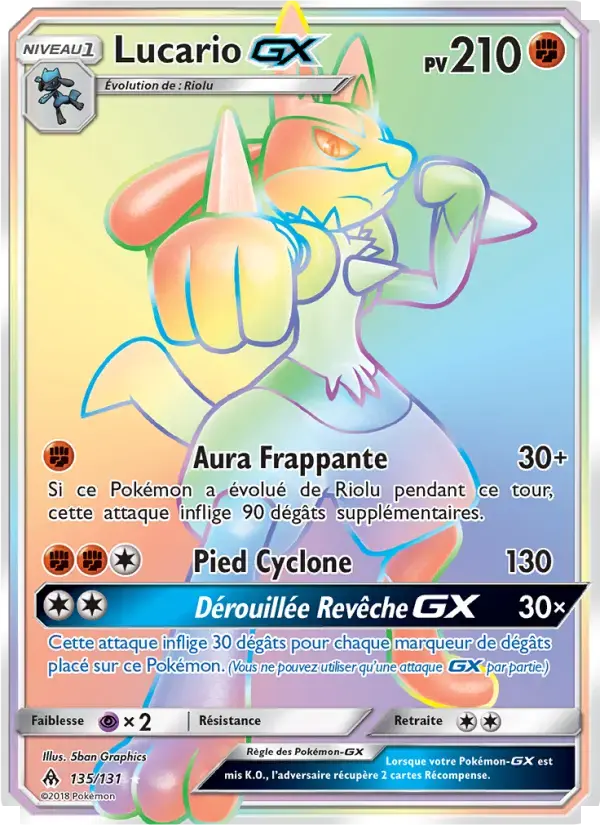 Carte Pokémon Lucario GX #135 — Lumière Interdite