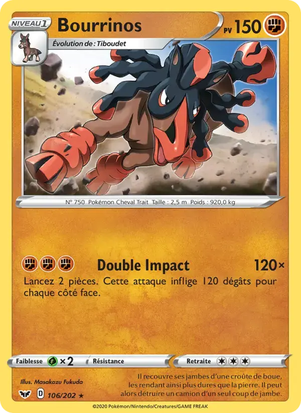 Carte Pokémon Bourrinos #106 — Épée et Bouclier
