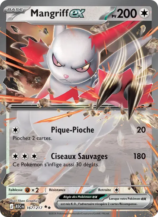 Carte Pokémon Mangriff-ex #167 — Héros Transcendants