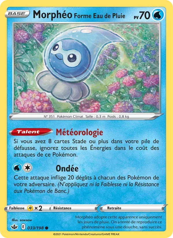 Carte Pokémon Morphéo Forme Eau de Pluie #33 — Règne de Glace