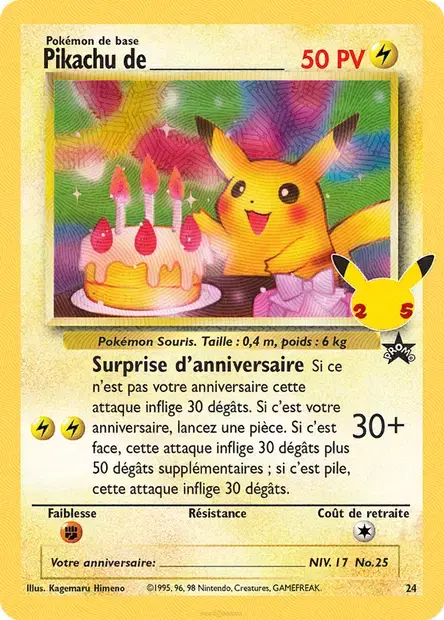 Carte Pokémon Pikachu de ________ #33 — Célébrations