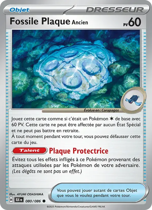 Carte Pokémon Fossile Plaque Ancien #080 — Foudre Noire