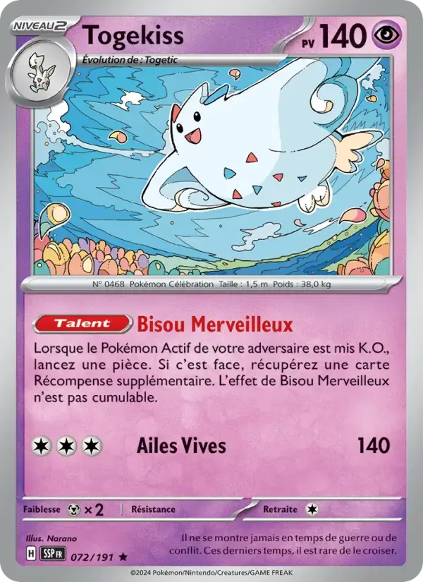 Carte Pokémon Togekiss #072 — Étincelles Déferlantes