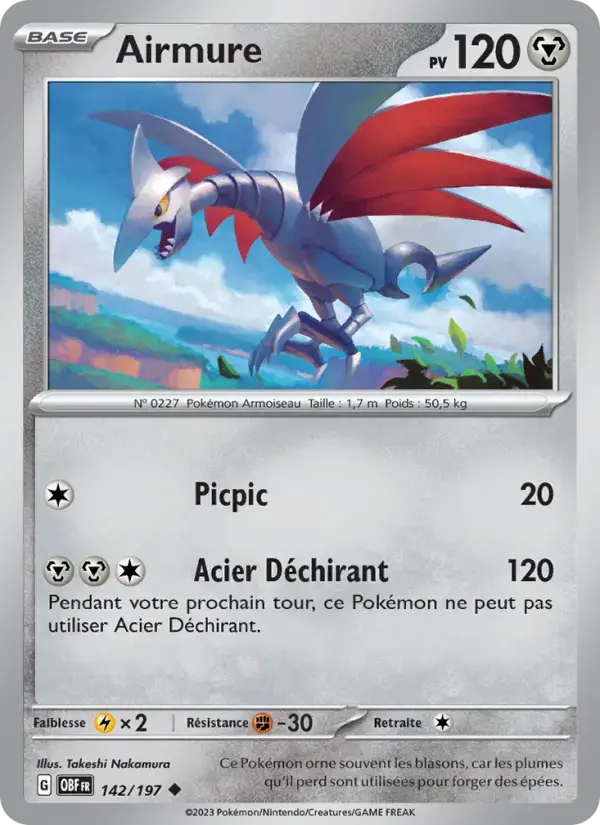 Carte Pokémon Airmure #142 — Flammes Obsidiennes