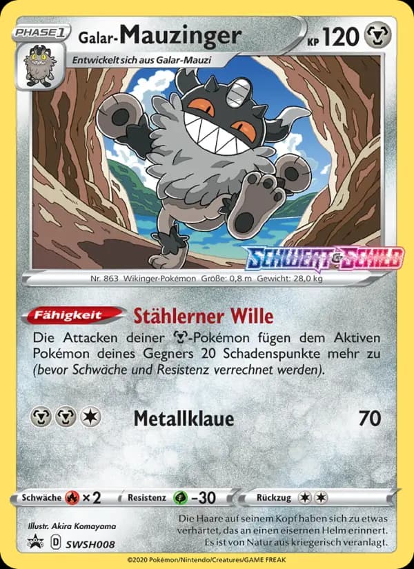 Carte Pokémon Berserkatt de Galar #SWSH008 — Promos Épée et Bouclier