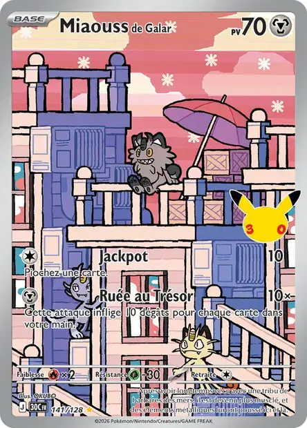 Carte Pokémon Miaouss de Galar #141 — 30ᵉ Anniversaire