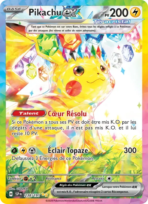 Carte Pokémon Pikachu-ex #238 — Étincelles Déferlantes