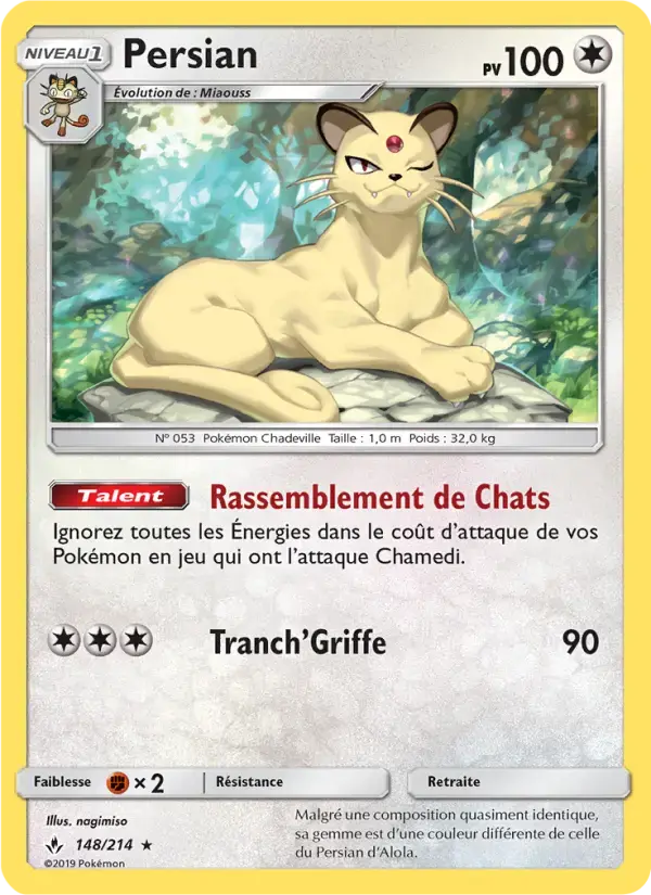 Carte Pokémon Persian #148 — Alliance Infaillible