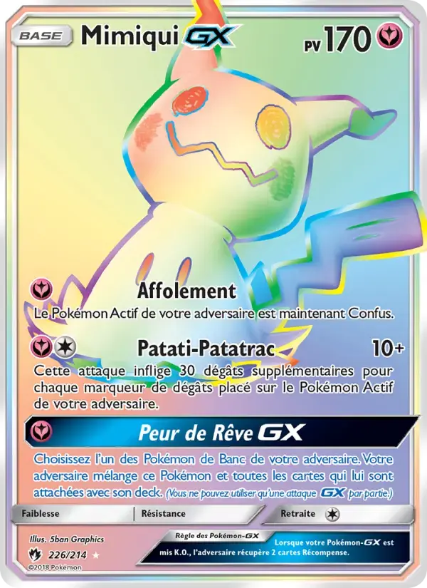 Carte Pokémon Mimiqui GX #226 — Tonnerre Perdu