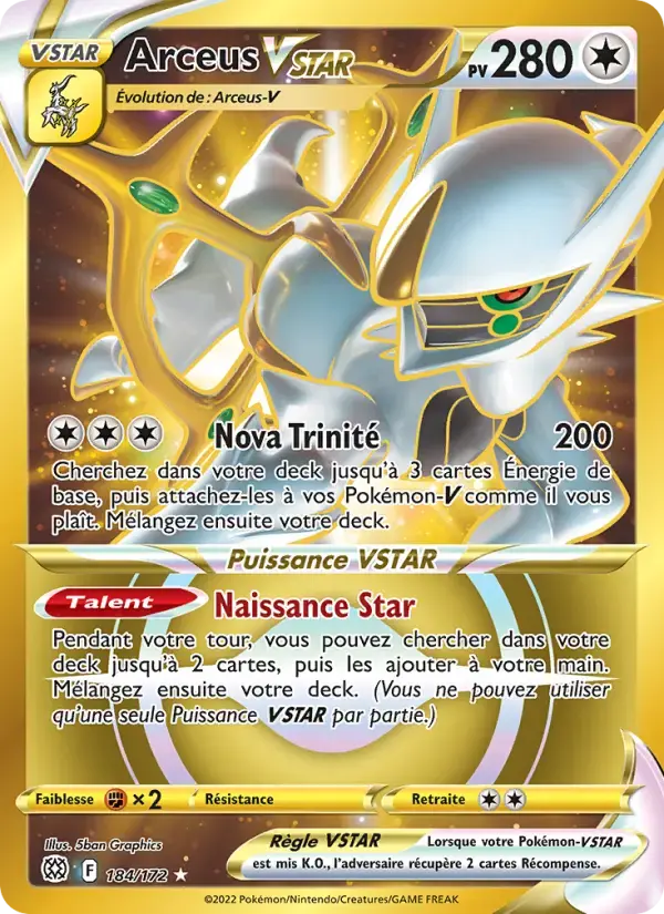 Carte Pokémon Arceus VSTAR #184 — Stars Étincelantes