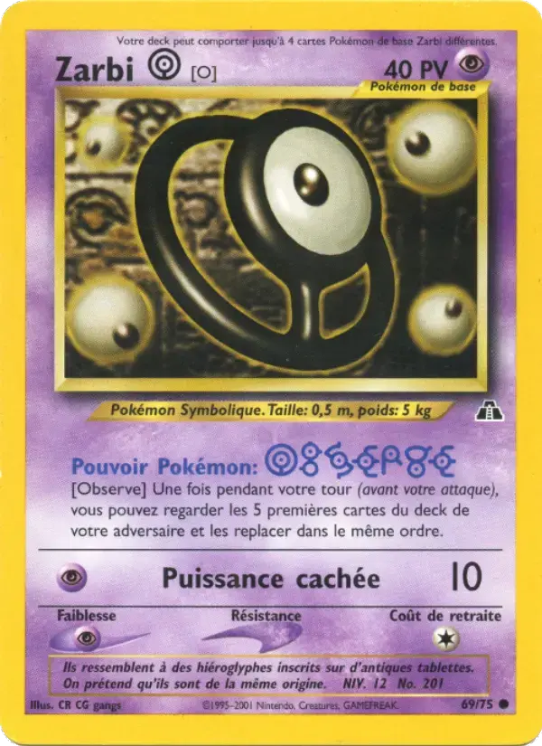 Carte Pokémon Zarbi O #69 — Neo Discovery