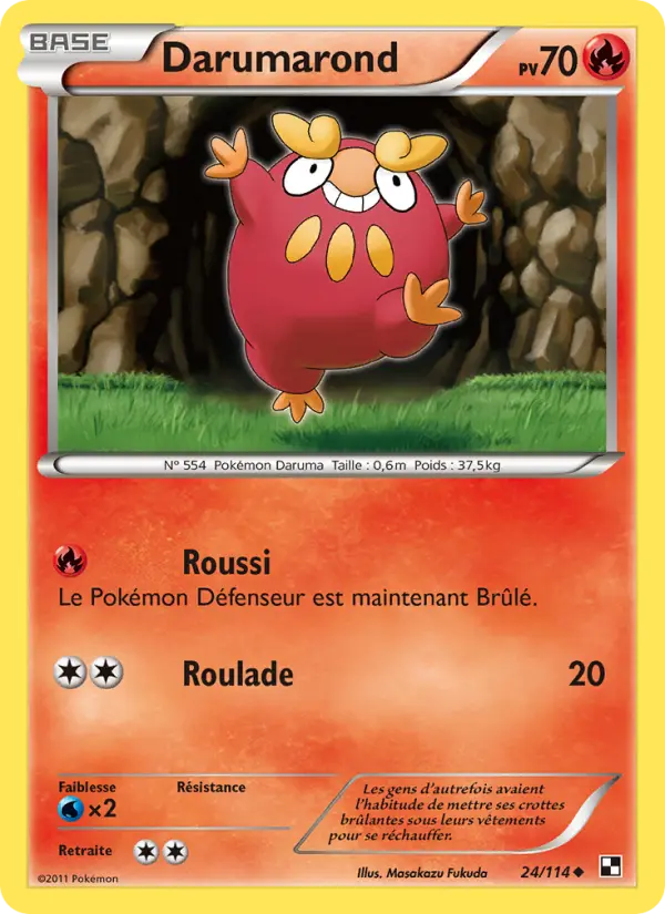 Carte Pokémon Darumarond #24 — Noir et Blanc